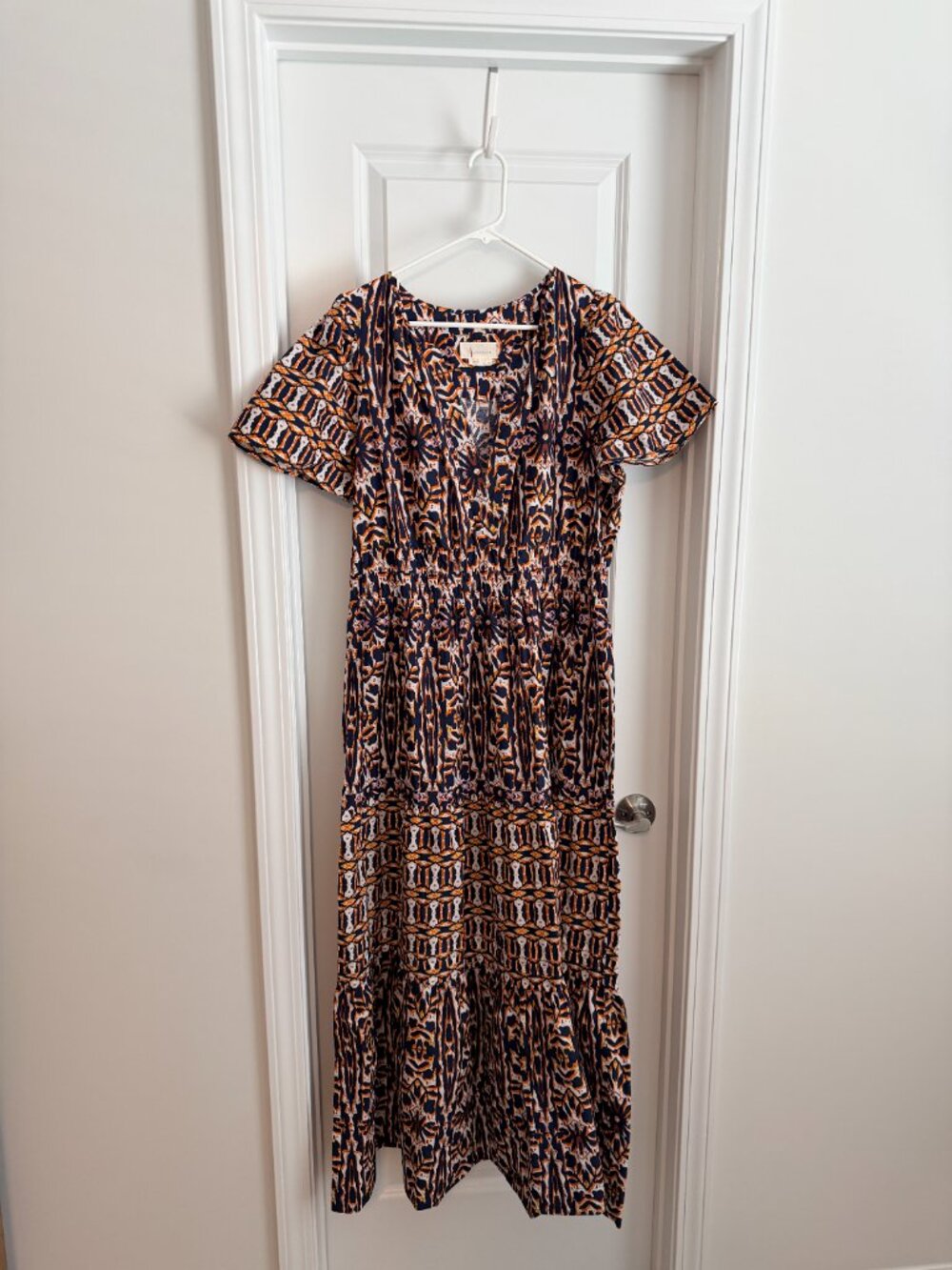 Anthropologie Somerset Maxi Dress Blue and Orange Abstract Pattern Size XL - Picture 2 of 5